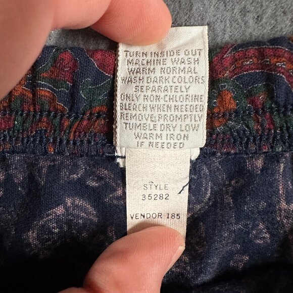 Vtg Lands' End Womens L 12-14 Cotton Paisley Print Pull‎ On Flare Skirt Made USA - Picture 8 of 9